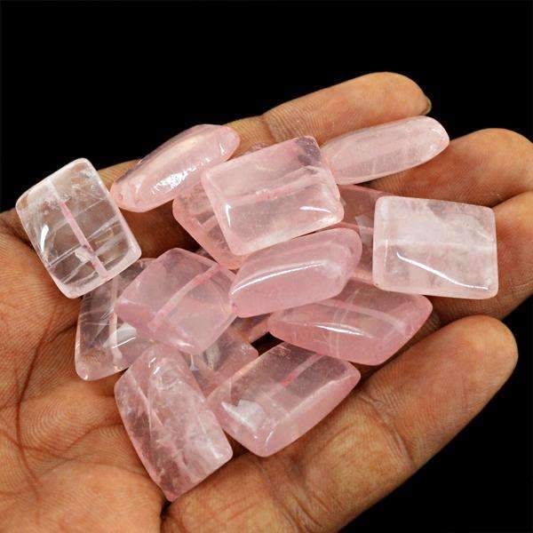gemsmore:Pink Rose Quartz Beads Lot - Natural Drilled Beads