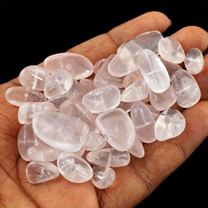 gemsmore:Pink Rose Quartz Beads Lot - Natural Drilled