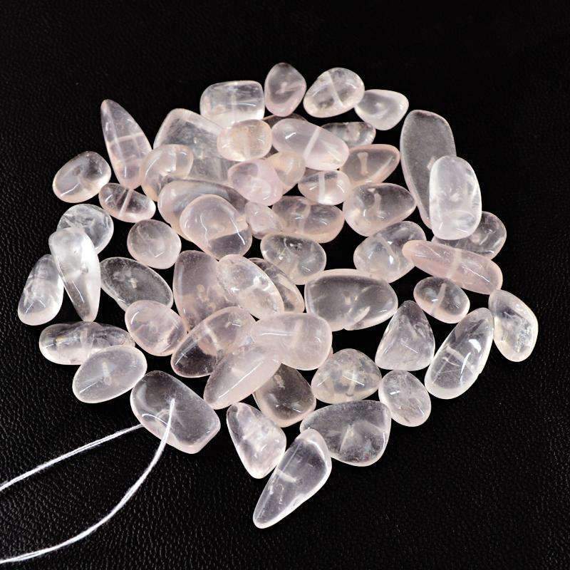 gemsmore:Pink Rose Quartz Beads Lot - Natural Drilled