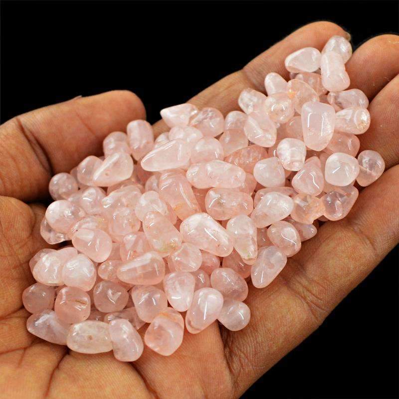 gemsmore:Pink Rose Quartz Beads Lot - Natural Drilled