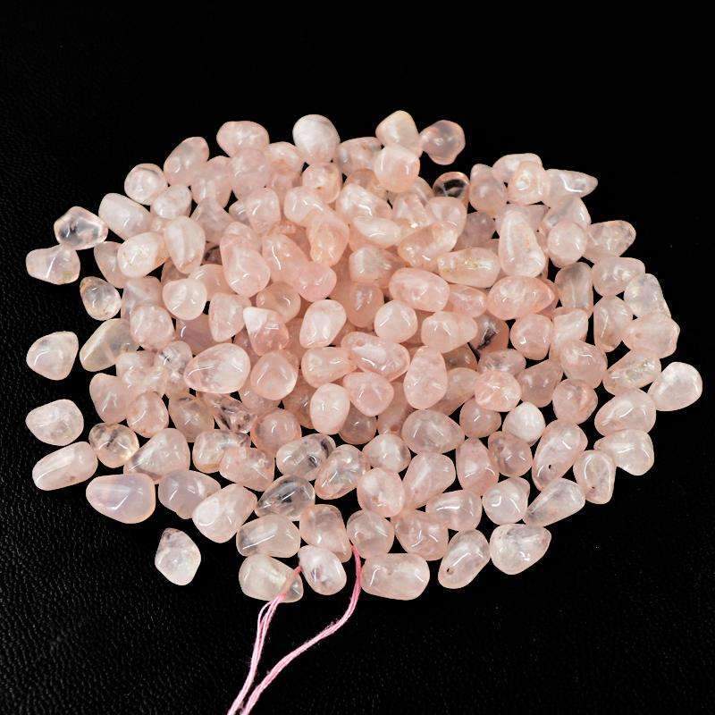 gemsmore:Pink Rose Quartz Beads Lot - Natural Drilled