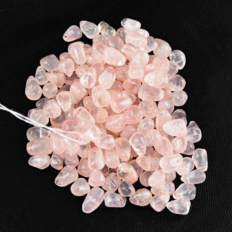 gemsmore:Pink Rose Quartz Beads Lot Natural Drilled