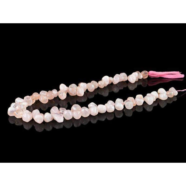 gemsmore:Pink Rose Quartz Beads Strand - Natural Drilled