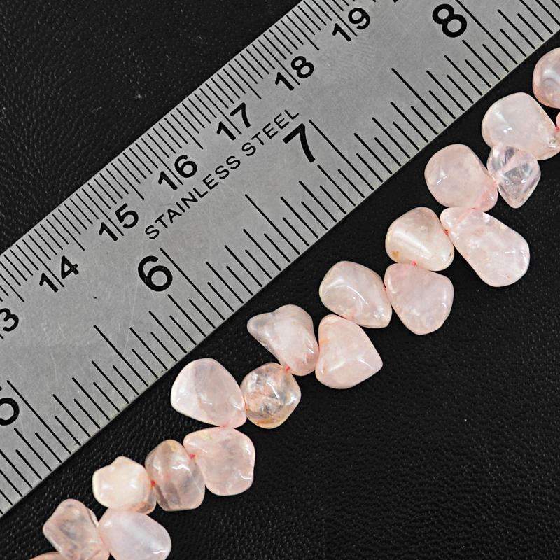 gemsmore:Pink Rose Quartz Beads Strand - Natural Drilled