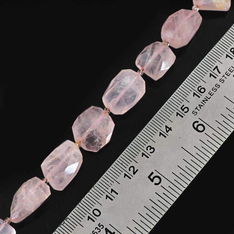 gemsmore:Pink Rose Quartz Beads Strand Natural Faceted Drilled