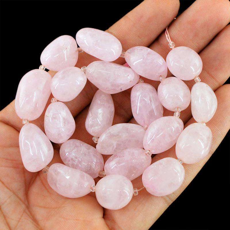 gemsmore:Pink Rose Quartz Beads Strand Natural Untreated