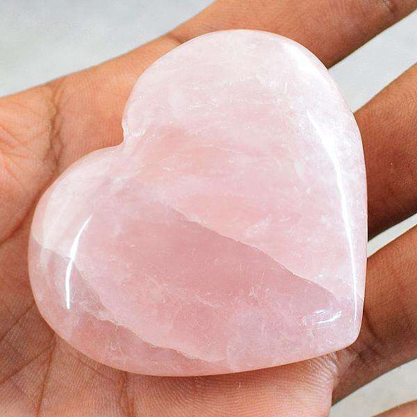 gemsmore:Pink Rose Quartz Carved Heart Shape Cab