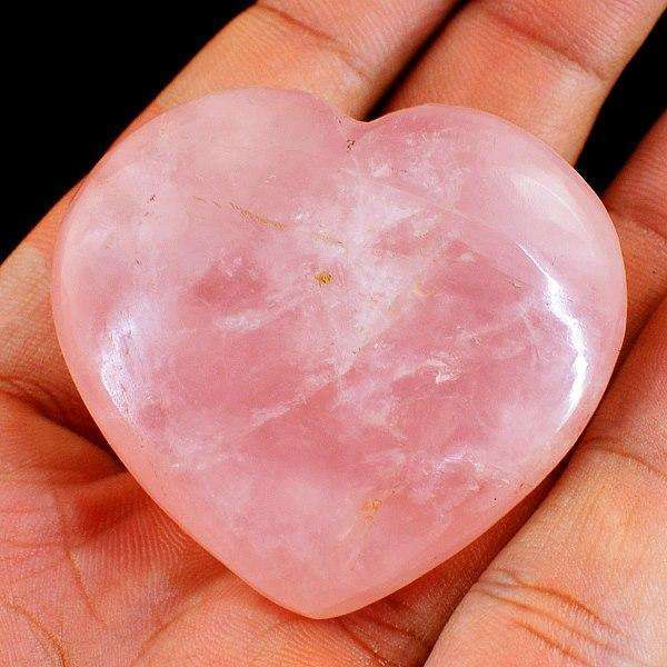 gemsmore:Pink Rose Quartz Carved Heart Shape Cabochon