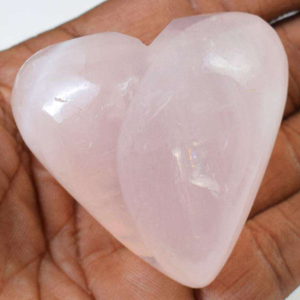 gemsmore:Pink Rose Quartz Carved Heart Shape Cabochon