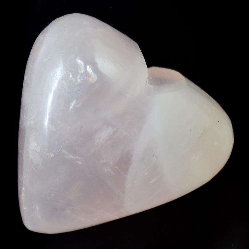 gemsmore:Pink Rose Quartz Carved Heart Shape Cabochon