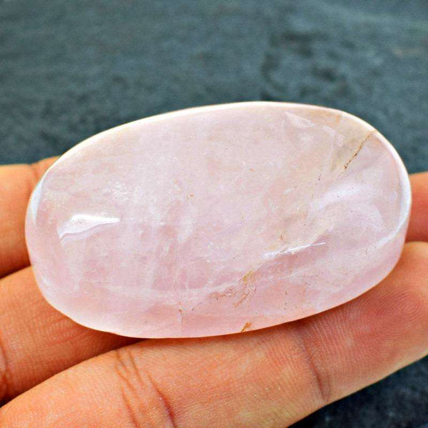 gemsmore:Pink Rose Quartz Carved Oval Shape Cabochon