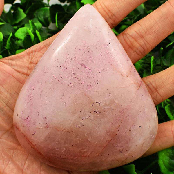 gemsmore:Pink Rose Quartz Carved Pear Shape Cabochon