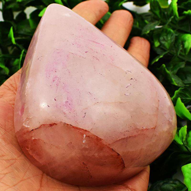 gemsmore:Pink Rose Quartz Carved Pear Shape Cabochon