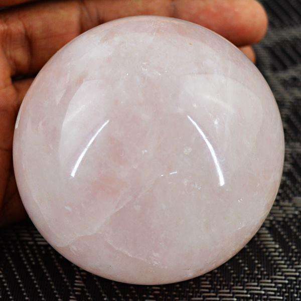gemsmore:Pink Rose Quartz Carved Reiki Crystal Healing Sphere