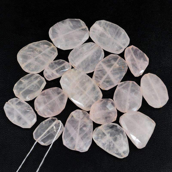 gemsmore:Pink Rose Quartz Drilled Beads Lot - Natural Faceted