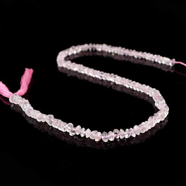 gemsmore:Pink Rose Quartz Drilled Beads Strand - Natural Untreated