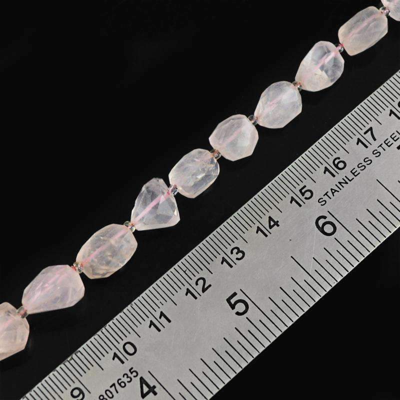 gemsmore:Pink Rose Quartz Drilled Beads Strand Natural Faceted