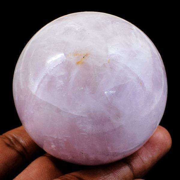 gemsmore:Pink Rose Quartz Hand Carved Crystal Healing Ball