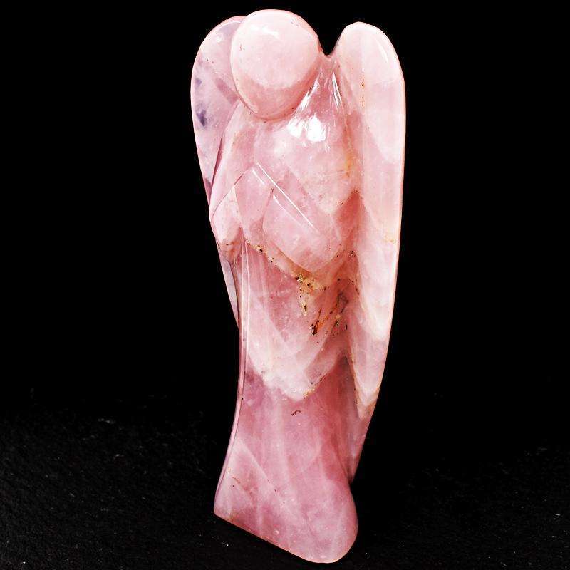 gemsmore:Pink Rose Quartz Hand Carved Healing Angel