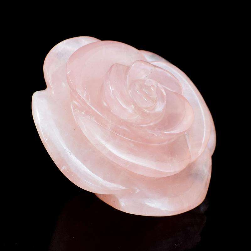 gemsmore:Pink Rose Quartz Hand Carved Rose Gemstone