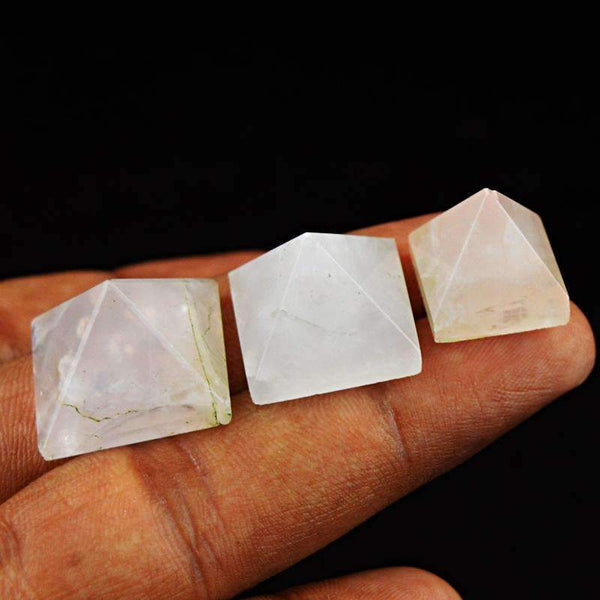 gemsmore:Pink Rose Quartz Healing Pyramid Gemstone Lot Natural Unheated