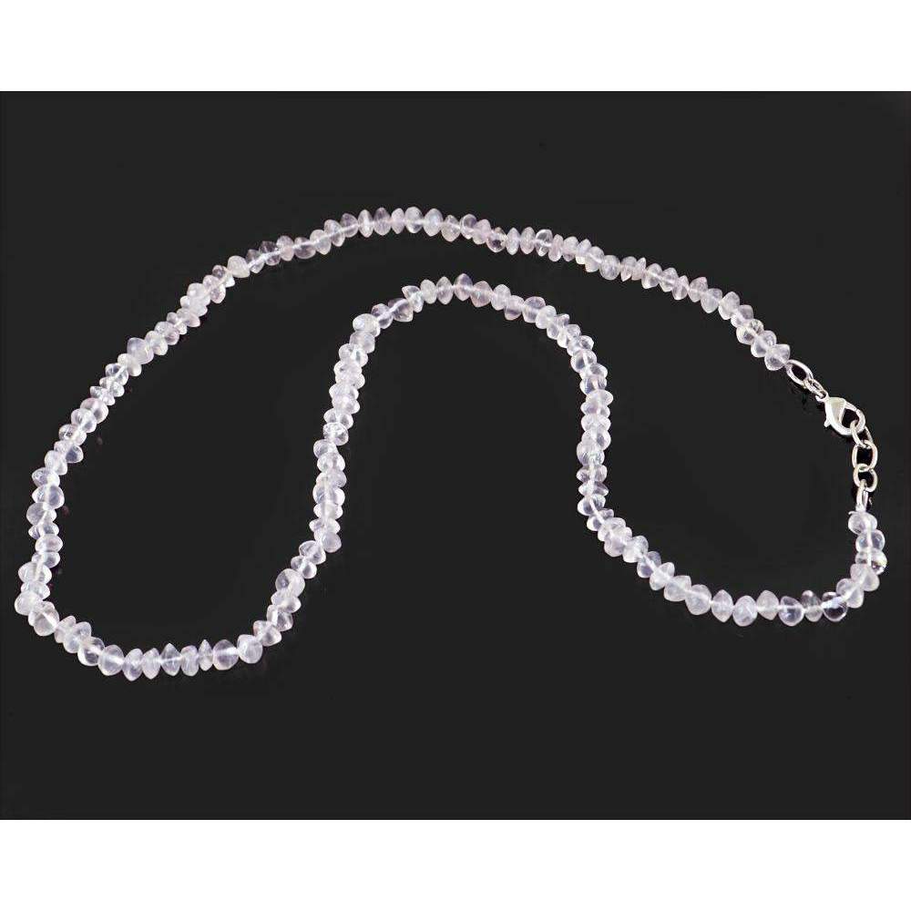 gemsmore:Pink Rose Quartz Necklace Natural Single Strand Untreated Beads