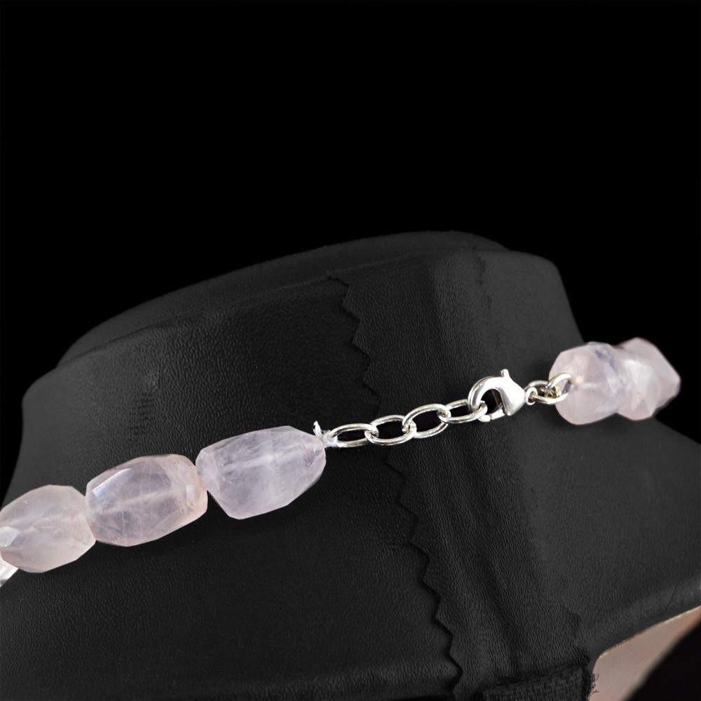 gemsmore:Pink Rose Quartz Necklace Natural Untreated Faceted Beads