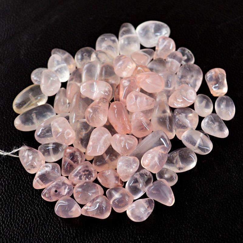 gemsmore:Pink Rose Quartz Tear Drop Beads Lot - Natural Drilled