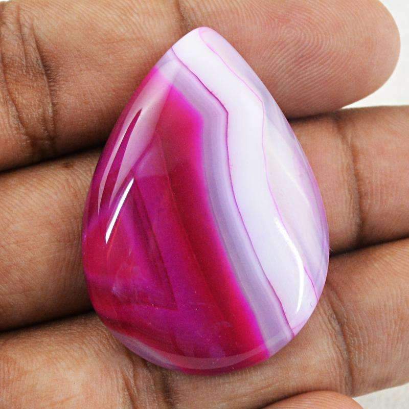 gemsmore:Pink Striped Onyx Gemstone Natural Unheated Pear Shape