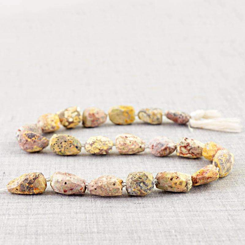 gemsmore:Poppy Jasper Drilled Beads Strand Natural Faceted