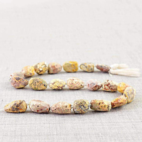 gemsmore:Poppy Jasper Drilled Beads Strand Natural Faceted