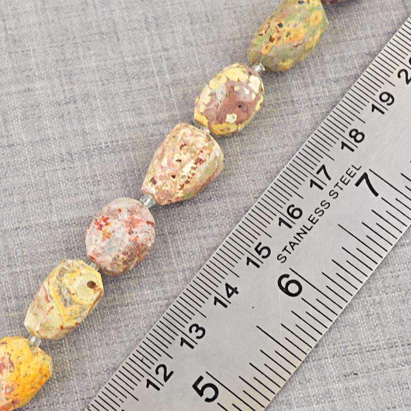 gemsmore:Poppy Jasper Drilled Beads Strand Natural Faceted