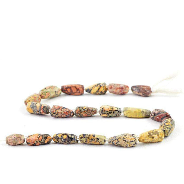 gemsmore:Poppy Jasper Drilled Beads Strand Natural Faceted