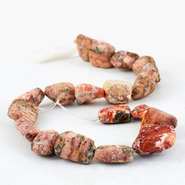 gemsmore:Poppy Jasper Drilled Beads Strand Natural Untreated