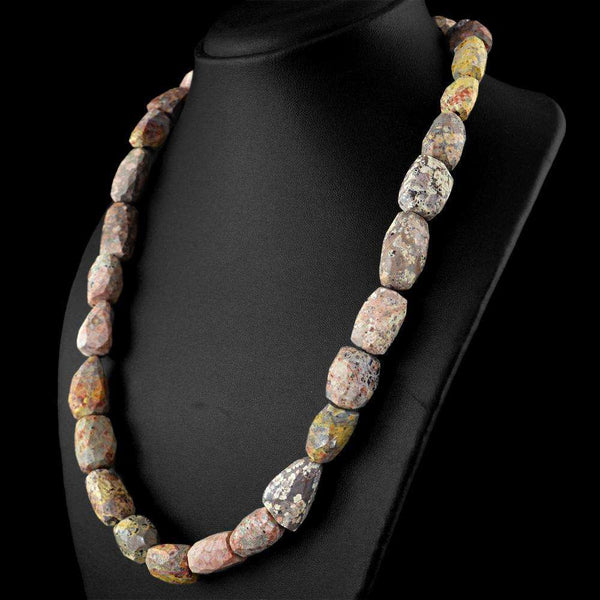 gemsmore:Poppy Jasper Necklace Natural 20 Inches Long Faceted Beads
