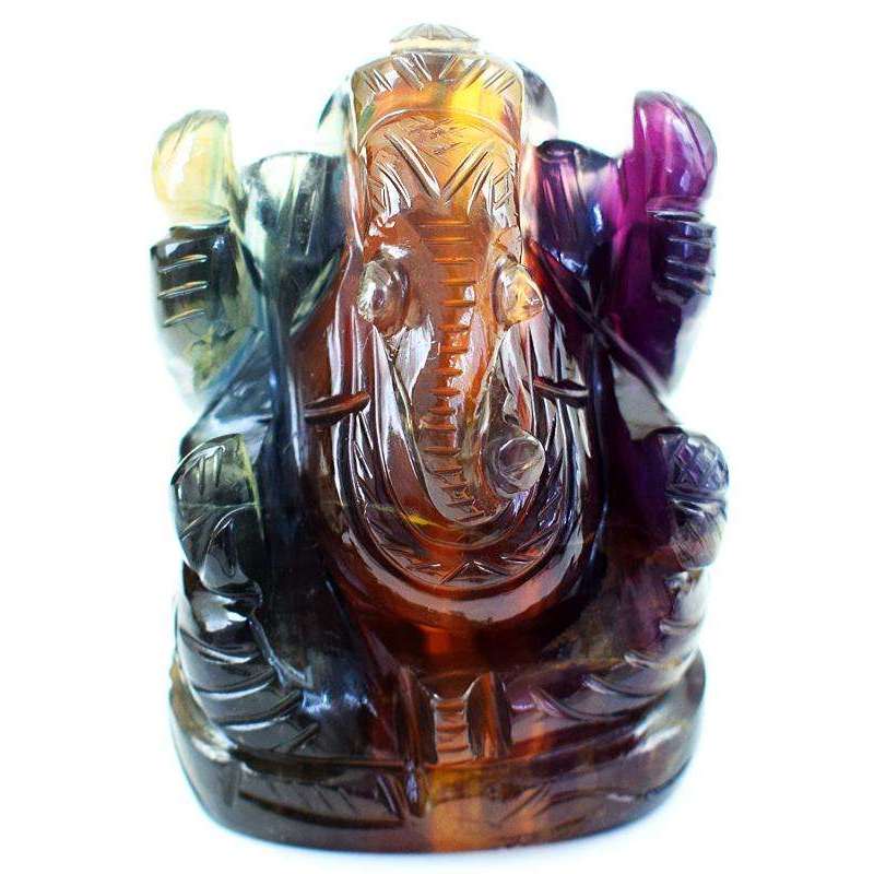 gemsmore:Premium Colors Hand Carved Multicolor Fluorite Lord Ganesha