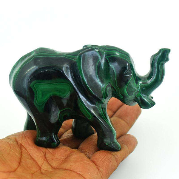 gemsmore:Premium Genuine Malachite Carved Elephant