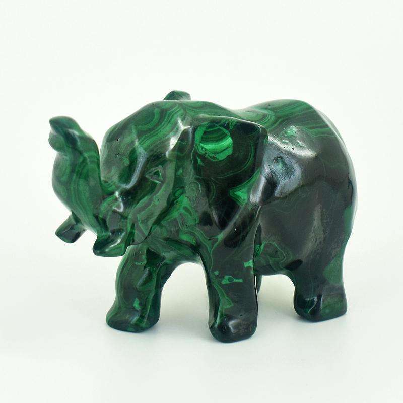 gemsmore:Premium Genuine Malachite Carved Elephant