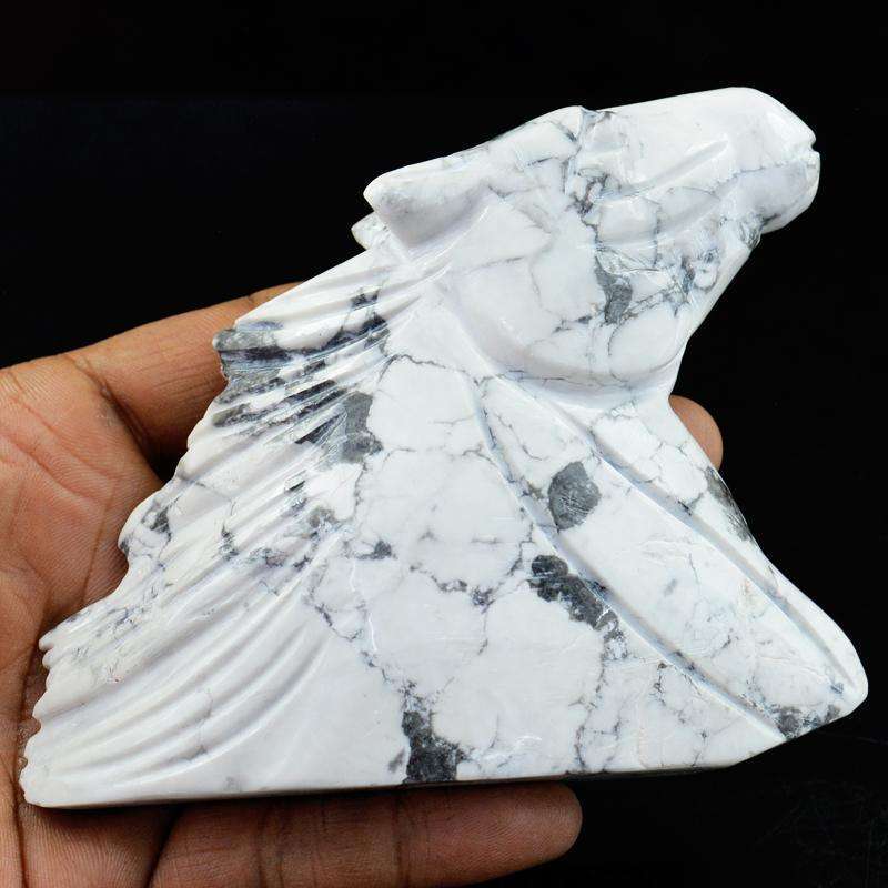 gemsmore:Pretty White Howlite Hand Carved Horse Head