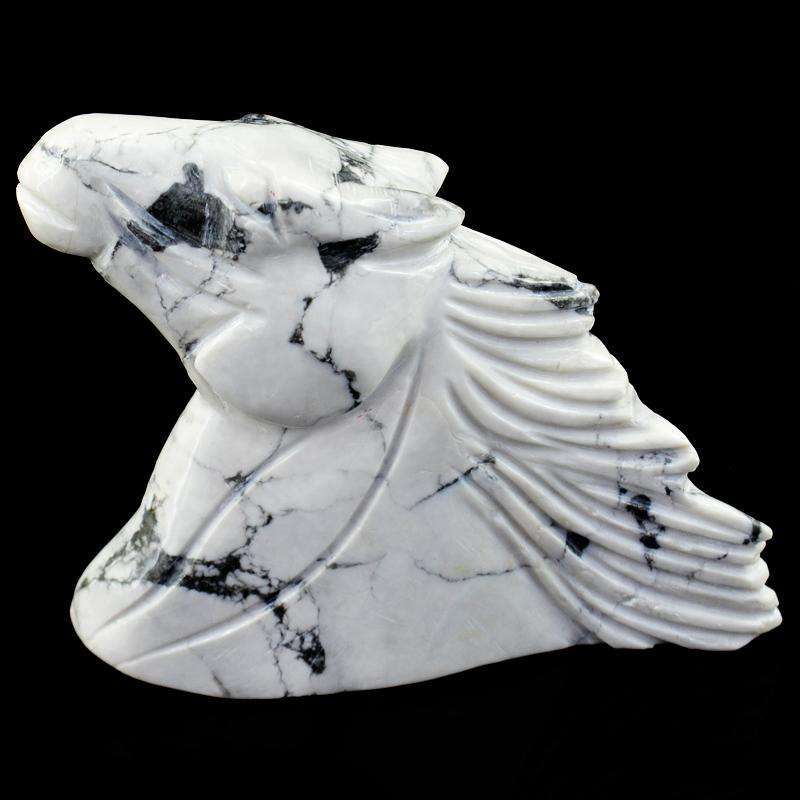 gemsmore:Pretty White Howlite Hand Carved Horse Head
