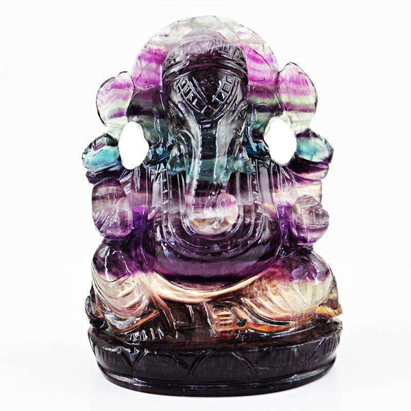 gemsmore:Pure Multicolored Fluorite Gemstone Carved Lord Ganesha Idol Statute