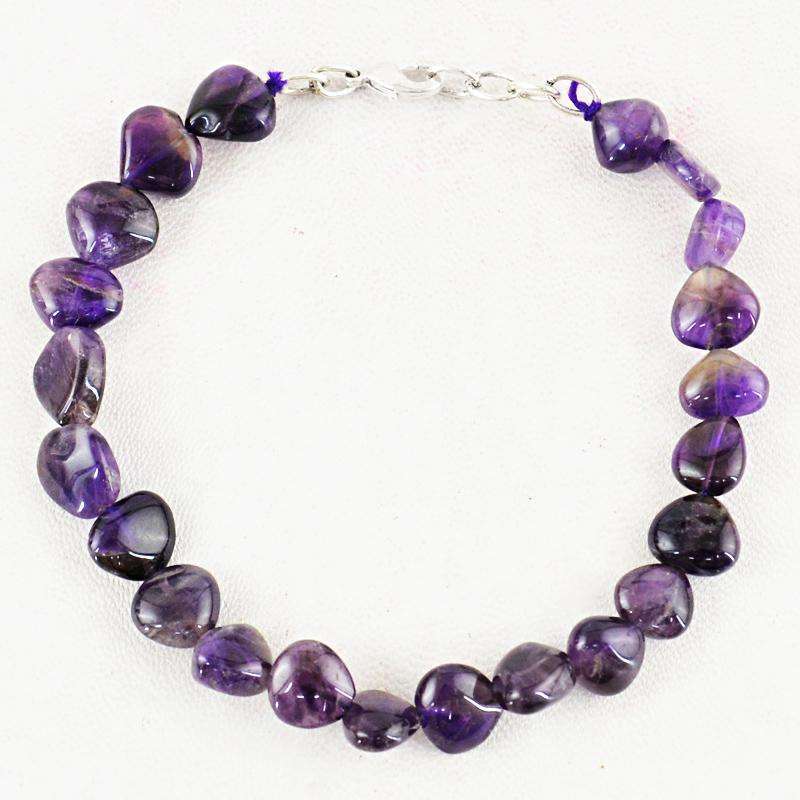 gemsmore:Purple Amethyst Beads Bracelet - Natural Pear Shape