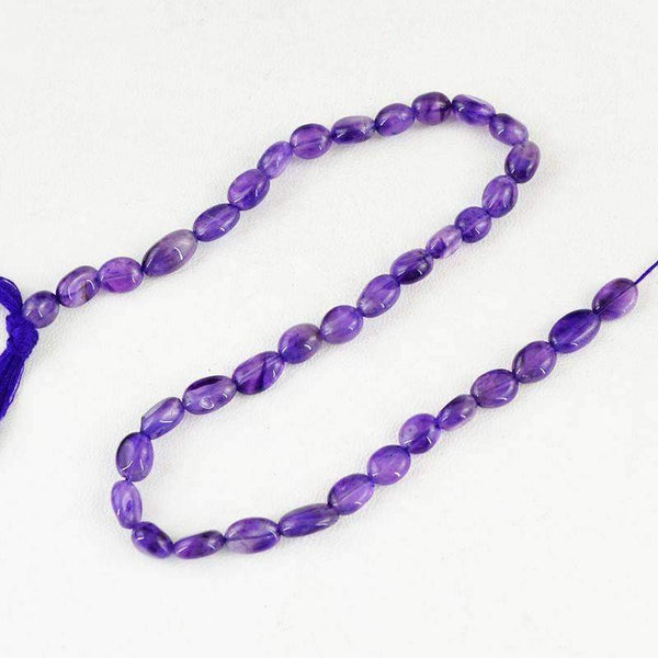 gemsmore:Purple Amethyst Beads Strand - Natural Oval Shape Drilled