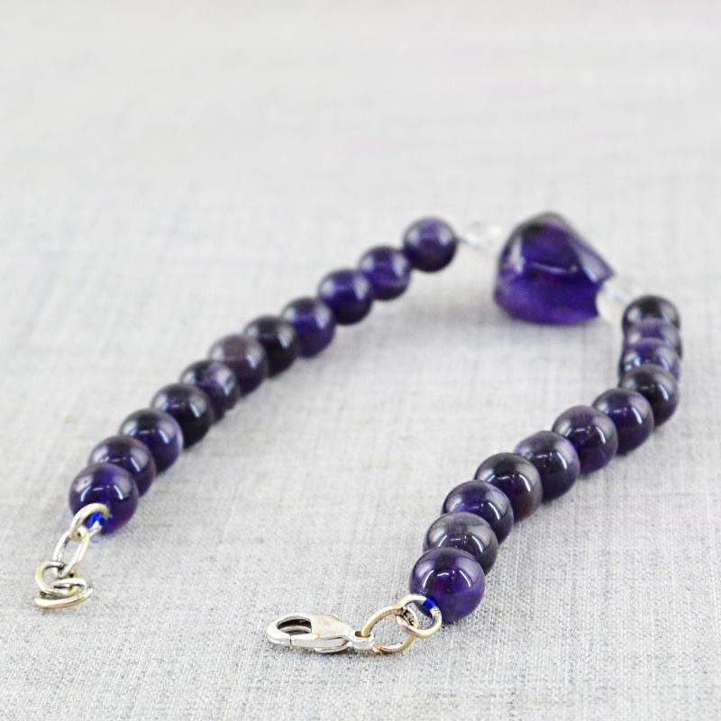 gemsmore:Purple Amethyst Bracelet Natural Round Shape Beads