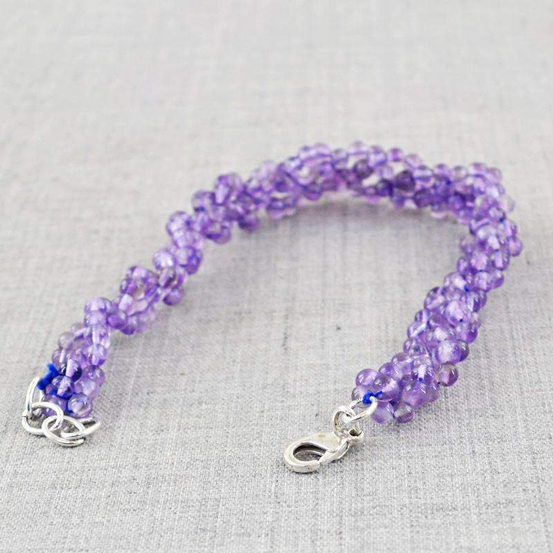 gemsmore:Purple Amethyst Bracelet Natural Round Shape Beads
