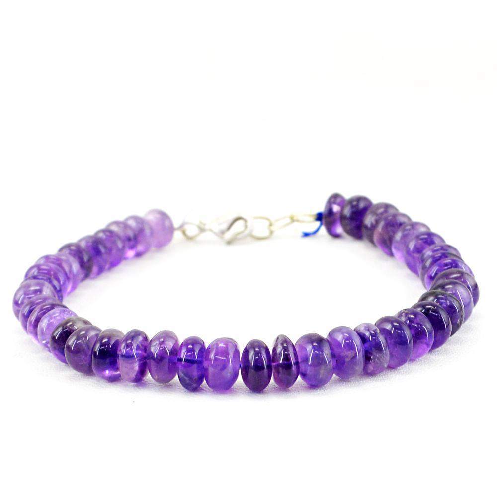 gemsmore:Purple Amethyst Bracelet Natural Round Shape Untreated Beads