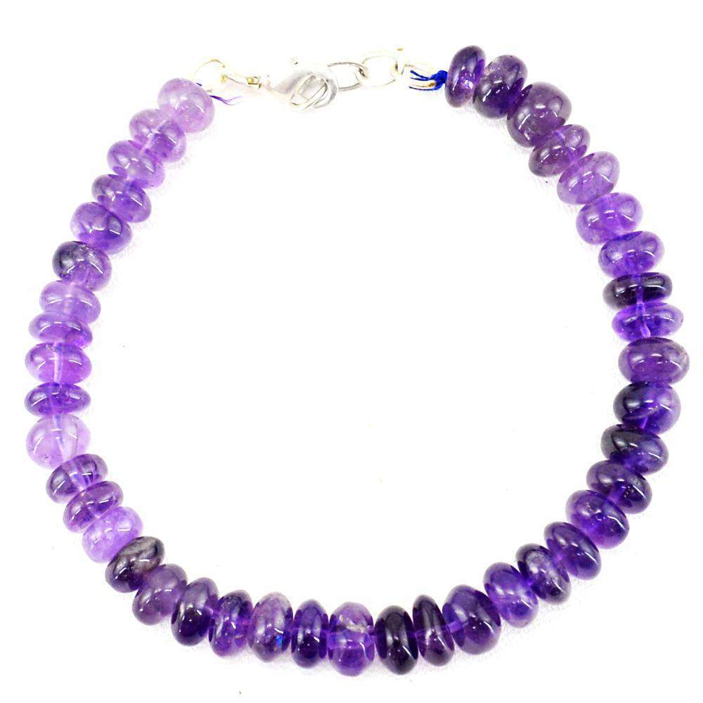 gemsmore:Purple Amethyst Bracelet Natural Round Shape Untreated Beads