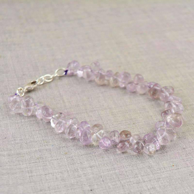 gemsmore:Purple Amethyst Bracelet Natural Tear Drop Beads