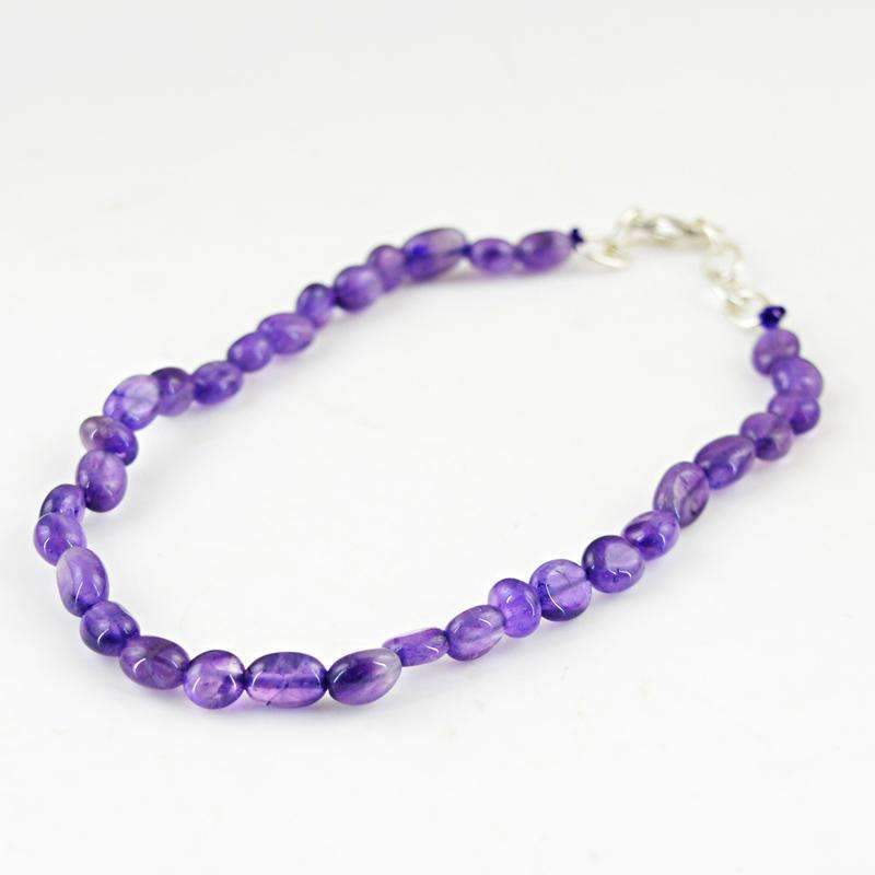 gemsmore:Purple Amethyst Bracelet Natural Untreated Beads