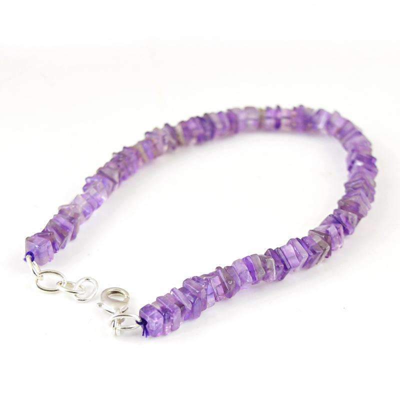 gemsmore:Purple Amethyst Bracelet Natural Untreated Beads